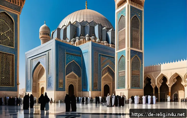 기독교와 이슬람교의 공통점과 차이점 - A detailed, panoramic view of a historic Middle Eastern cityscape where a grand mosque with intricat...
